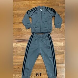 Adidas Kids Gray Joggers with Black Accents
